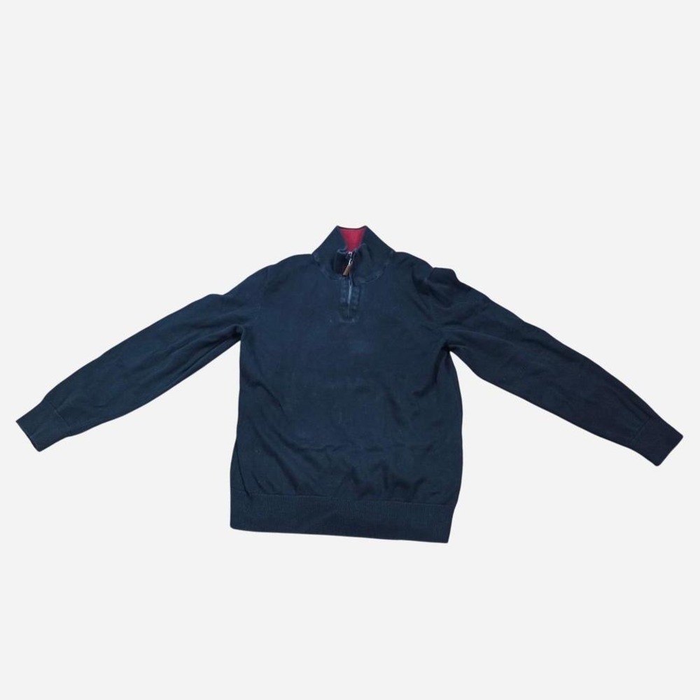 Mark Law Quarter Zip Sweater Mens Medium Navy‎ Blue Excellent Mock Neck Knit